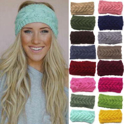 New Women Hair Accessories Soft Crochet Headband Knit Flower Hairband Ear Warmer Winter Headwrap Earmuffs Fashion