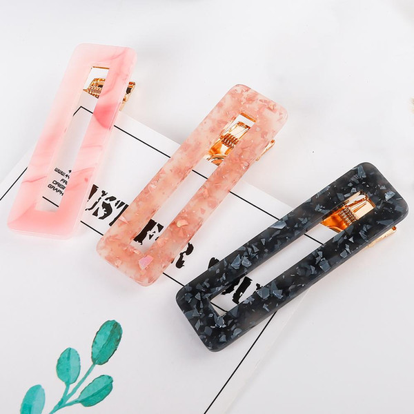 1PC Acrylic Hollow Geometric Rectangle Hair Clips Tin Foil Sequins Hairpins Barrettes Styling Hair Accessories For Women Clips