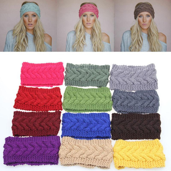 Women Hair Accessories Soft Crochet Headband Knit Flower Hairband Ear Warmer Winter Headwrap Earmuffs Fashion 50PCS