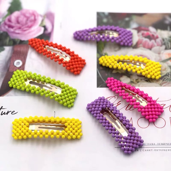 Fashion girl pearl hairpin cute colorful hairpin classic children color beaded cute girl party princess hair accessories SZ50