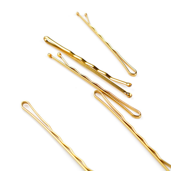 Wholesale 5CM Hair Waved U Shaped Bobby Pin Barrette Grip Clip Gold Hair Pins Women 50pcs/lot