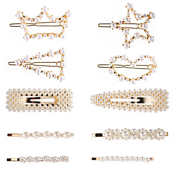 10pcs New Fashion Pearl Hair Clip for Women Girls Elegant Korean Design Snap Barrette Stick Hairpin Hair Styling Accessories