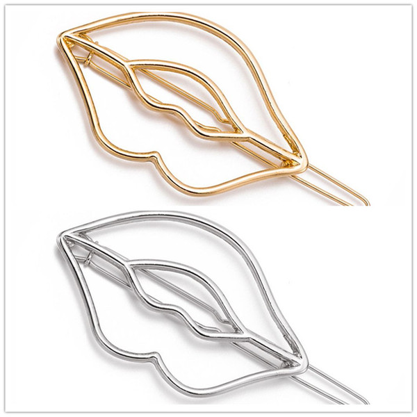 1pc Women Girls Fashion Hairpins Hollow Lip Mouth Hair Clip Gold Sliver Delicate Hair Pin Decorations Jewelry Accessories