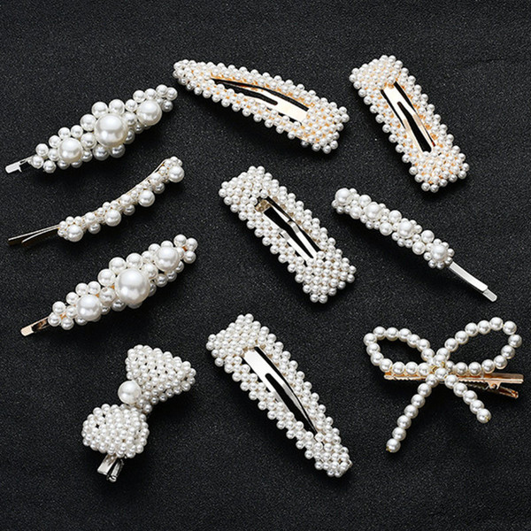 Fashion Women Full Pearl Hair Clips Snap Barrette Stick Hairpins Hair Styling Tools Hair Accessories Hairgrip Gift