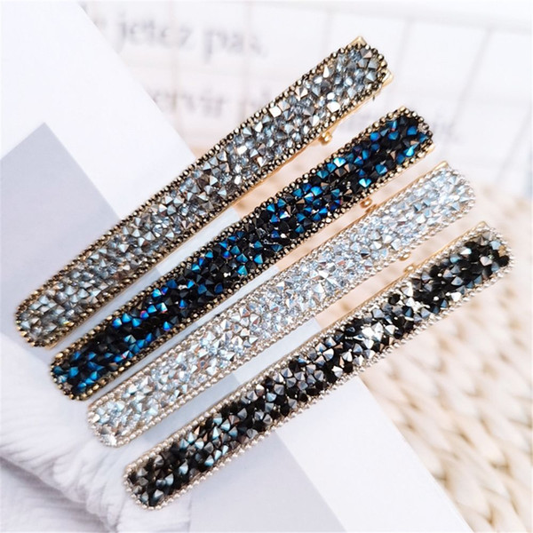 1Pcs Women Shining Crystal Rhinestone Hairpins Barrettes Girl Kids Cute Geometric Hair Clips Seed Beads Hairgrip Hair Accessorie