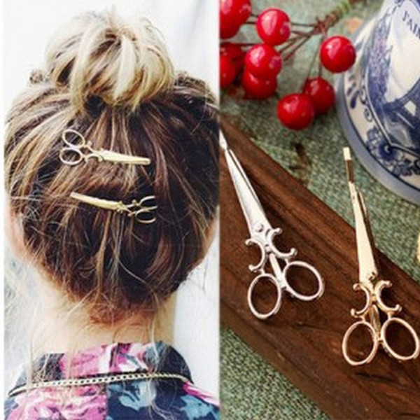 1Pc Silver Gold Color Alloy Scissors Personality Hairpin Hair Clips for Girls Retro Headwear Clip Women Hair Accessories