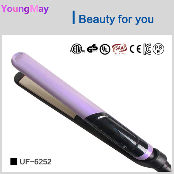 Women Hair LCD Display Titanium plates Flat Iron Straightening Irons Styling Tools Professional Hair Straightener Free Shipping