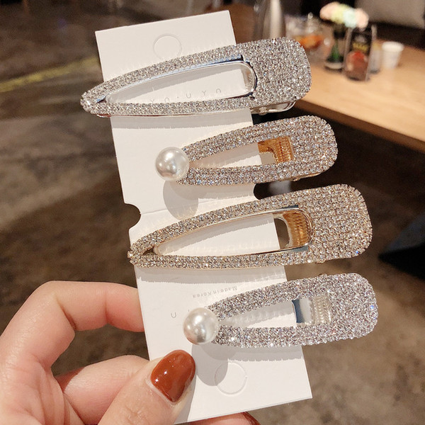 Shiny Crystal Metal Minimalist Hair Accessories Elegant Women Barrettes Hair Clip Hairgrips Duckbill Clip Hairpins R0713