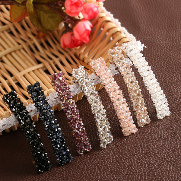 1PC Fashion Women Girls Bling Crystal Hairpins Headwear Rhinestone Hair Clips Pins Barrette Styling Tools Accessories 7 Colors