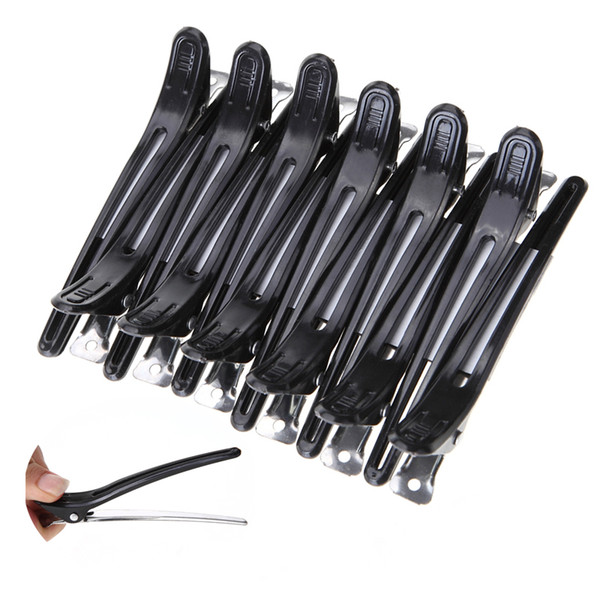 12pcs Hairdressing Black Clamps Hair Clips Alloy Plastic Pro Salon Hairdressing Cutting Hairpins Hair Styling Tools