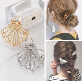 Retro SIMPLE Seashell Pearl Hair Claw Golden Sliver Pink Hair Clips Hair Accessories & Tools Free-HA059