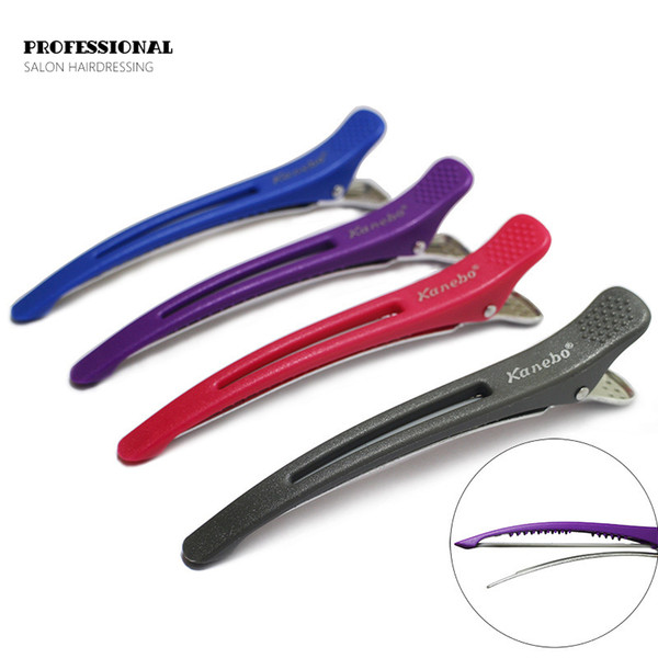 4 Colors Professional Salon Hair Sectioning Clips Claw Clamp Crocodile Black Hairdressing Grips (1 Set/6 Pcs )