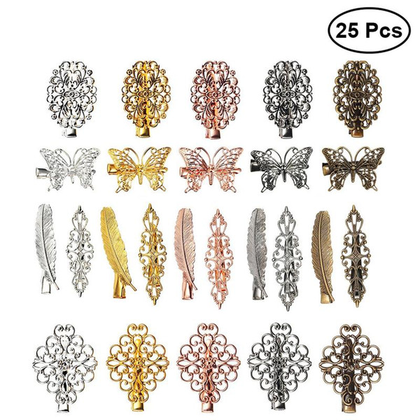 25pcs Vintage Hair Clips Leaf Butterfly Flower Hair Accessories Barrettes Pins For Girls Women