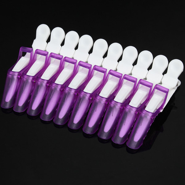 10pcs Plastic Salon Clamps Cutting Crocodile Hairdressing Hair Clips Grip Purple Color DIY Accessories Styling Tools