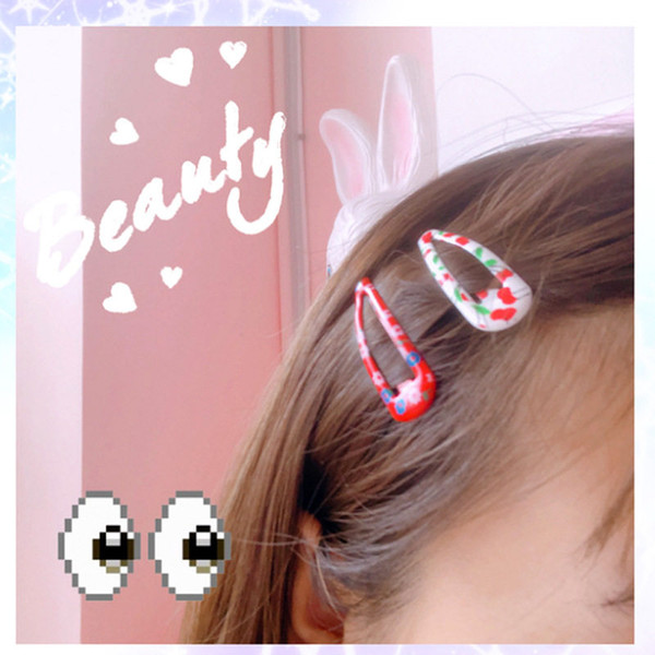 6PCS/Pack Children Snap Hair Clips Barrettes Girls Cute Print Flower Cherry Hairpins Colorful Headbands for Kids Hair grips