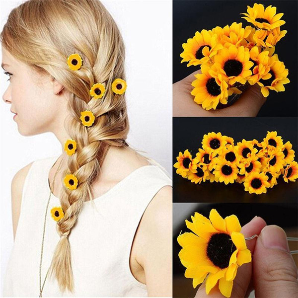 Women Sunflower Bridal Wedding Hair Pins Hair Clips Hairstlye Accessory Hairpin Hair Decoration Wedding Accessory Jewelry 10pcs/lot