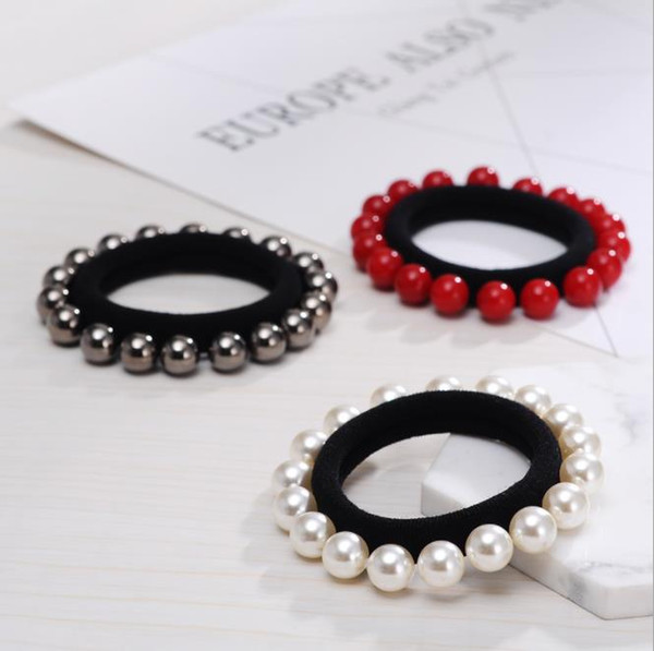 Handmade pearl head rope full circle pearl rubber band towel ring without seam hair ring