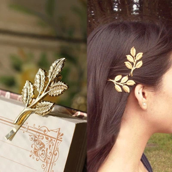 Vintage Hair Clip Olive Branch Leaves Snap Hair Barrette Stick Hairpin Hair Styling Accessories For Women Girls Side Clip SH190729
