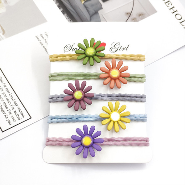 little daisy flower horsetail hair rope Japan and South Korea girl heart skin tendon sweet and versatile color contrast hair ring