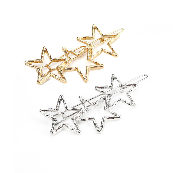 Alloy Shinning Star Metal Hair Clips 7cm length Gold Rhodium Hairpins Girls Hair Styling Accessories