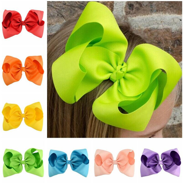 DHL free Baby 8 Inch Large Grosgrain Ribbon Bow Hairpin Clips Girls Large Bowknot Barrette Kids Hair Boutique Bows Children Hair Accessories