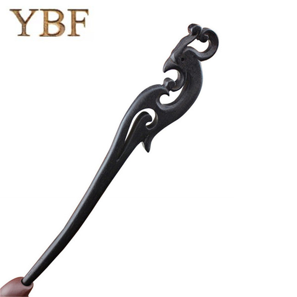 YBF Factory outlets Hair Sticks Wood Phoenix Hair Pins Ebony Hairpins braiding starfish ponytail Styling Tools for hairdresser