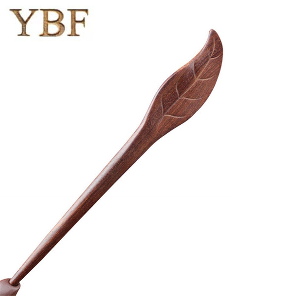 YBF Red Sandalwood Wooden Trendy Hair Sticks Plant Leaf Hair Pins Wedding Accessory Bride Clips Jewelry Lover Diadema Women