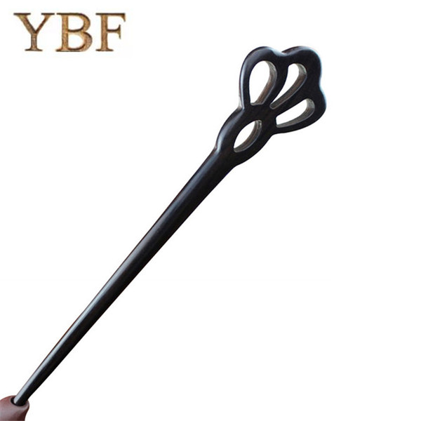 YBF Natural Wooden Ebony Sticks Antistatic Handmade Carving Craft Crown Hair Pins For Bride Princess Grandee Queen Head Jewelry