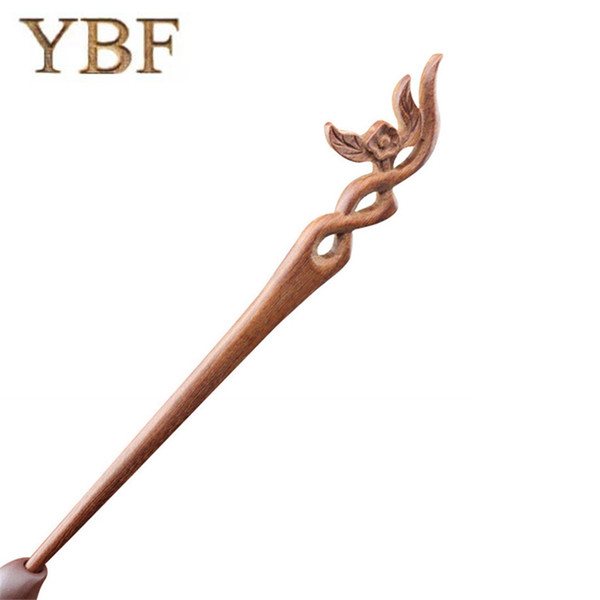 YBF Healthy Hair Sticks Pau Rosa Wooden Philadelphus Flower Pins Hairpins Styling Tools Wedding Bride Ponytail Accessories