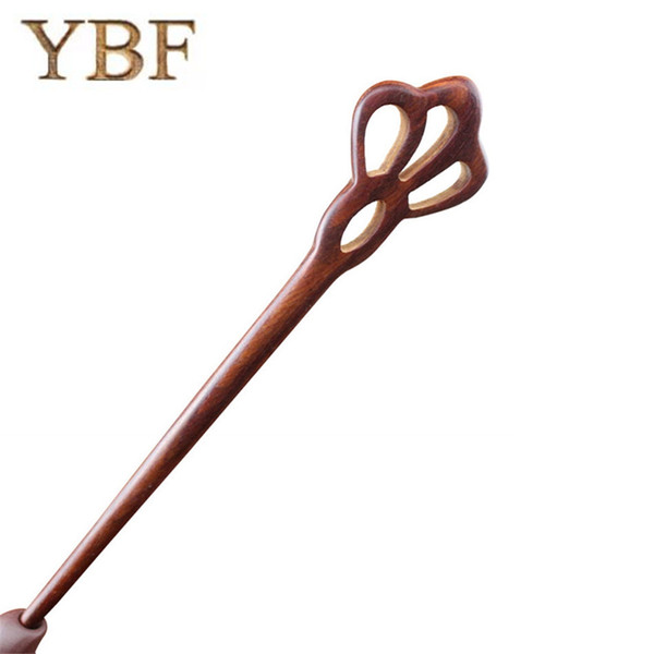 YBF Hairwear Red sandalwood Hair Sticks Carved Tiaras Crown Hair Pins For Fashion Bridal Wedding Nupcial Women Wear Jewelry