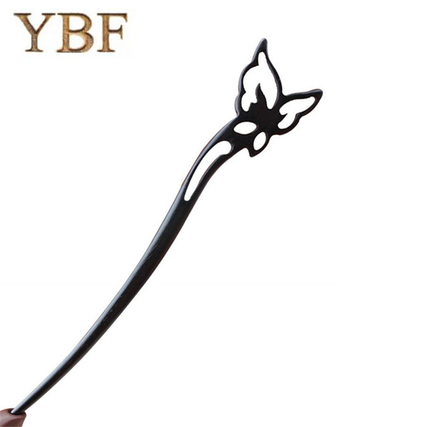 YBF Newest Personalize Bat African blackwood Sticks Wooden Hair Pins Girls Ornaments Western Style Fashion Simple Hairwear