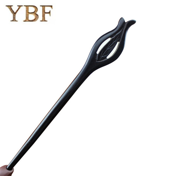 YBF Brand Tulip Flower Hair pins sticks blackwood Wedding Crown Joyeria Acessorios Para Mulher Forehead Jewelry Hairwear Hairpin