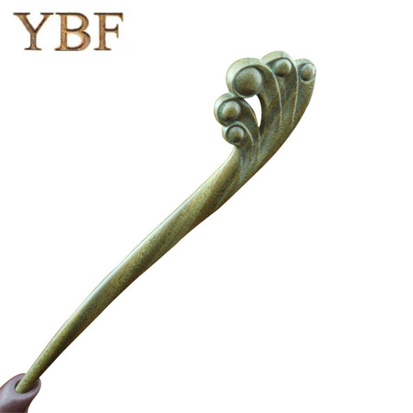 YBF Wood Hair Pins Stick Green Sandalwood Kings bridal Crown and Tiaras Fairy Wing Serre Tete Bijou Cheveux Wedding Mariage