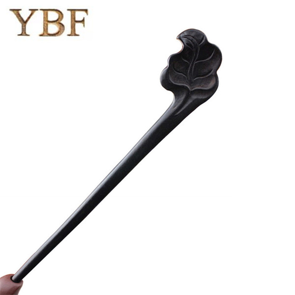 YBF Newest Hairwear Hair pins Sticks Natural Wooden African blackwood Leaf Hairpin Wedding Bridal Bridesmaid Women Hair Jewelry