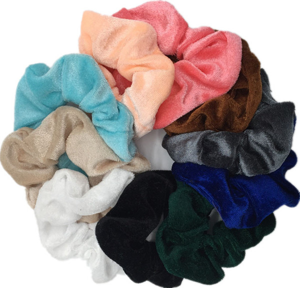 10 Pcs Soft Feel Velvet Hair Scrunchie Ponytail Donut Grip Loop Holder Stretchy Hair band Clips