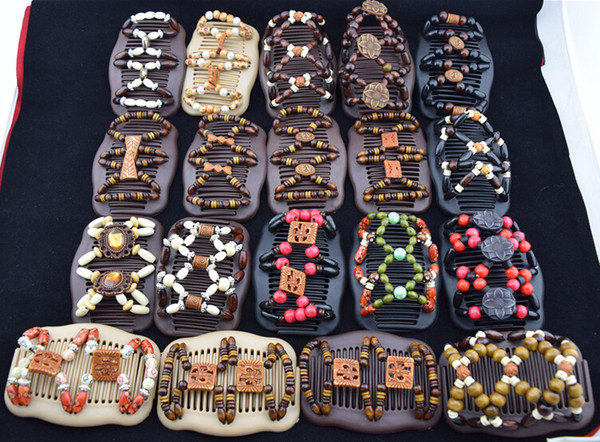 Hot Mixed Different Styles Magic Butterfly Wood/wooden Beads Double Magic Fashion Women Hair Clip /Comb LC477