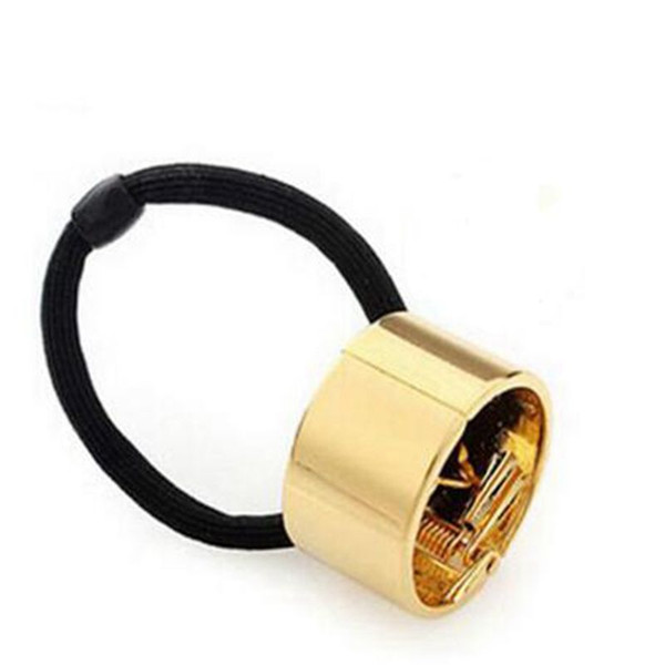 Wholesale-Modern Fashionable Metal Circle Hair Cuff Band Tie Elestic Ponytail Holder Hair Accessories headband Silver/Gold Plated