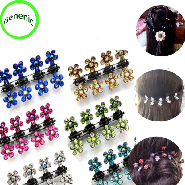 30f# 12 Pc/Set Baby Kid Child Crystal Flower Mini Barrettes Hair Claw Clamp Hair Clip Pin Accessories New