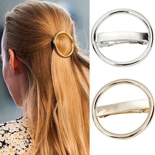 Women's Punk Circle Hairpin Golden Silver Alloy Round Hair Clip Clamp Headwear freeshipping