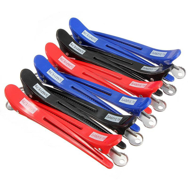 Pro Hairdressing Aluminum Plastic Clips Clamps Salon Barber Section Hair Grip Clip Styling Tools Accessories 12 pcs