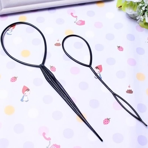 2pcs Plastic Magic Tail Hair Braid Ponytail Styling Maker Clip Tool Black 