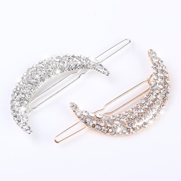 2pcs Newest Crystal Moon Rhinestone Hair Accessories For Women Hair Clips For Girls Headdress Hairpin Clamps