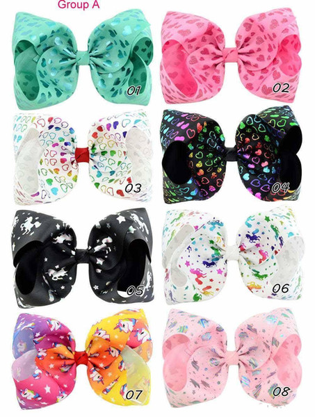 8 inch JOJO bow baby girl hair bows barrettes Rainbow Mermaid Unicorn Design Girl Clippers Girls Hair Clips JOJO SIWA Hair Accessory