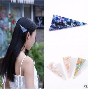 South Korea Acetic Acid Marble Hiar Clips Multi Triangle Splice Acrylic Top Clip Hair Accessories & Tools Free-HA061