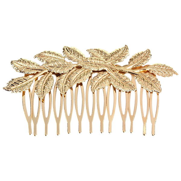 1pcs Fashion Punk Women Girls Gold Leaf Hair Comb Hair Clip Jewelry Cuddly, Gold