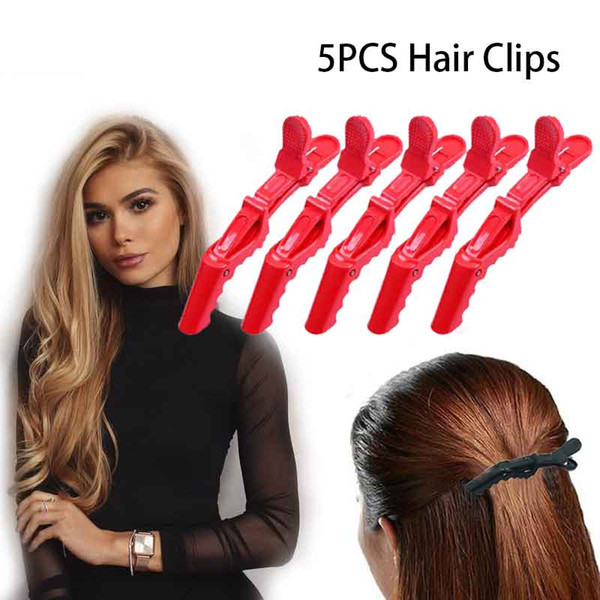 5pcs Hair Clip Seamless Alligator Clips For Women Colorful Non Slip And Wide Teeth Plastic Salon Styling Hair Grips