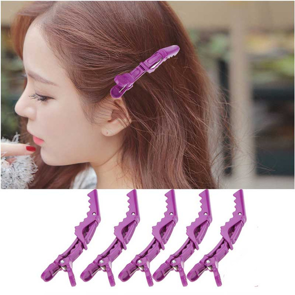 5pcs Matte Sectioning Clips Clamps Hairdressing Salon Hair Grip Crocodile Professional Hairdressing Hair Style Purple Barbers Clips