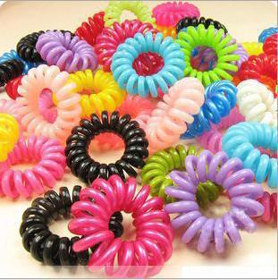 Wholesale Hair Braider Head Colorful Rope Spiral Shape Plastic Hair Ties Hair Styling Tools Telephone Wire Style 100pcs/lot