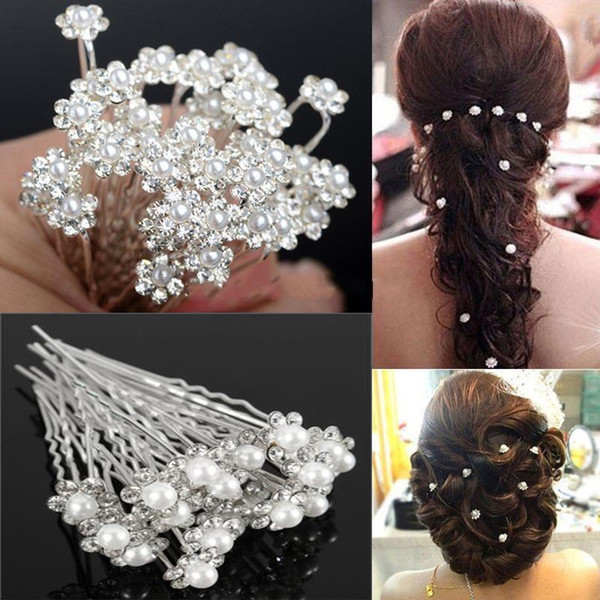 20Pcs Hot Hair Styling Tools Wedding Hair Pins Crystal Pearl Flower Bridal Hairpins Bridesmaid Hair Clips Accessories For Women