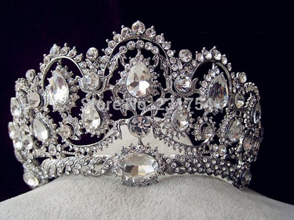 Wholesale-Huge Crystal Tiara Vintage Peacock Bridal Hair Accessories For Wedding Quinceanera Tiaras And Crowns Pageant Diamante Tiara